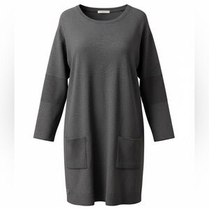 Lacoste Gray Long-Sleeve Knit Pocket Dress